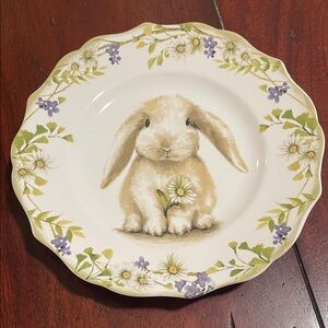 Pier 1 Floral Bunny Decorative Plate